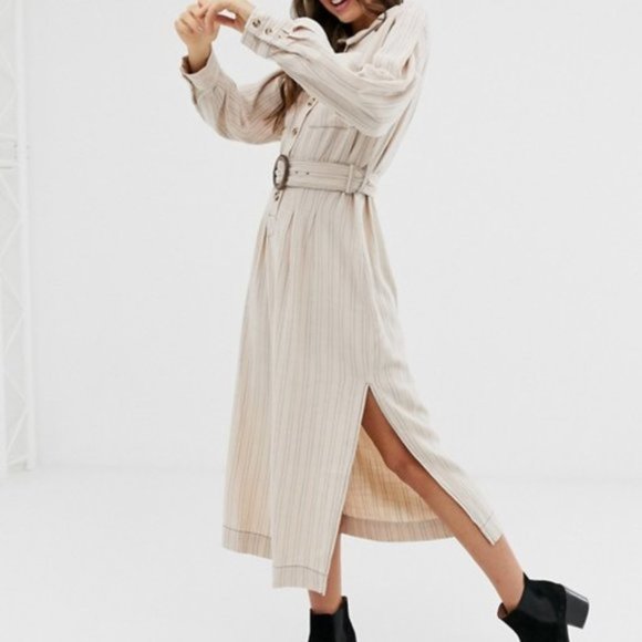 NWT Free People Belted Button Down Collared Maxi - Picture 8 of 10